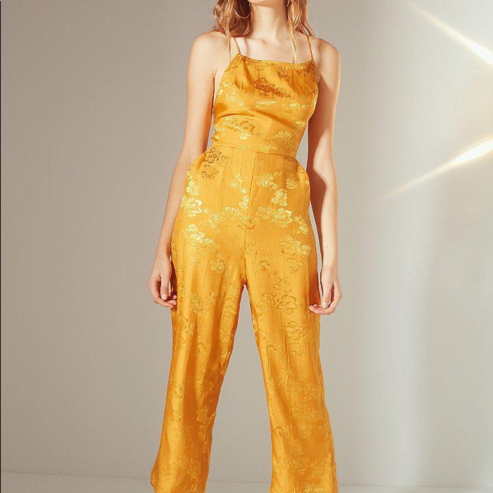 Urban Outfitters Lilly Jacquard Open Back Jumpsuit